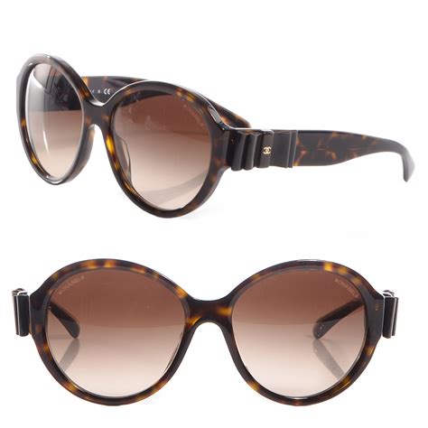 chanel sunglasses bow on side|CHANEL Tortoise Bow Sunglasses 5283.